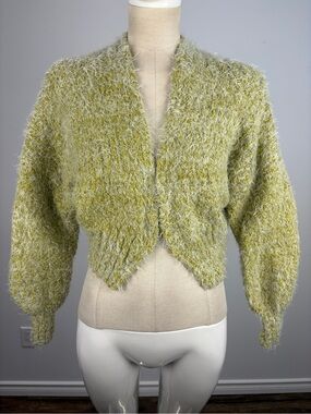 Urban Outfitters Fuzzy Chartreuse Green Yellow Knit Sweater Top XS